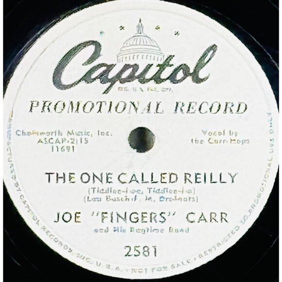 Joe "Fingers" Carr Collegiate 10 Inch Shellac 78 RPM Capitol Promo 2581 - Picture 3 of 4
